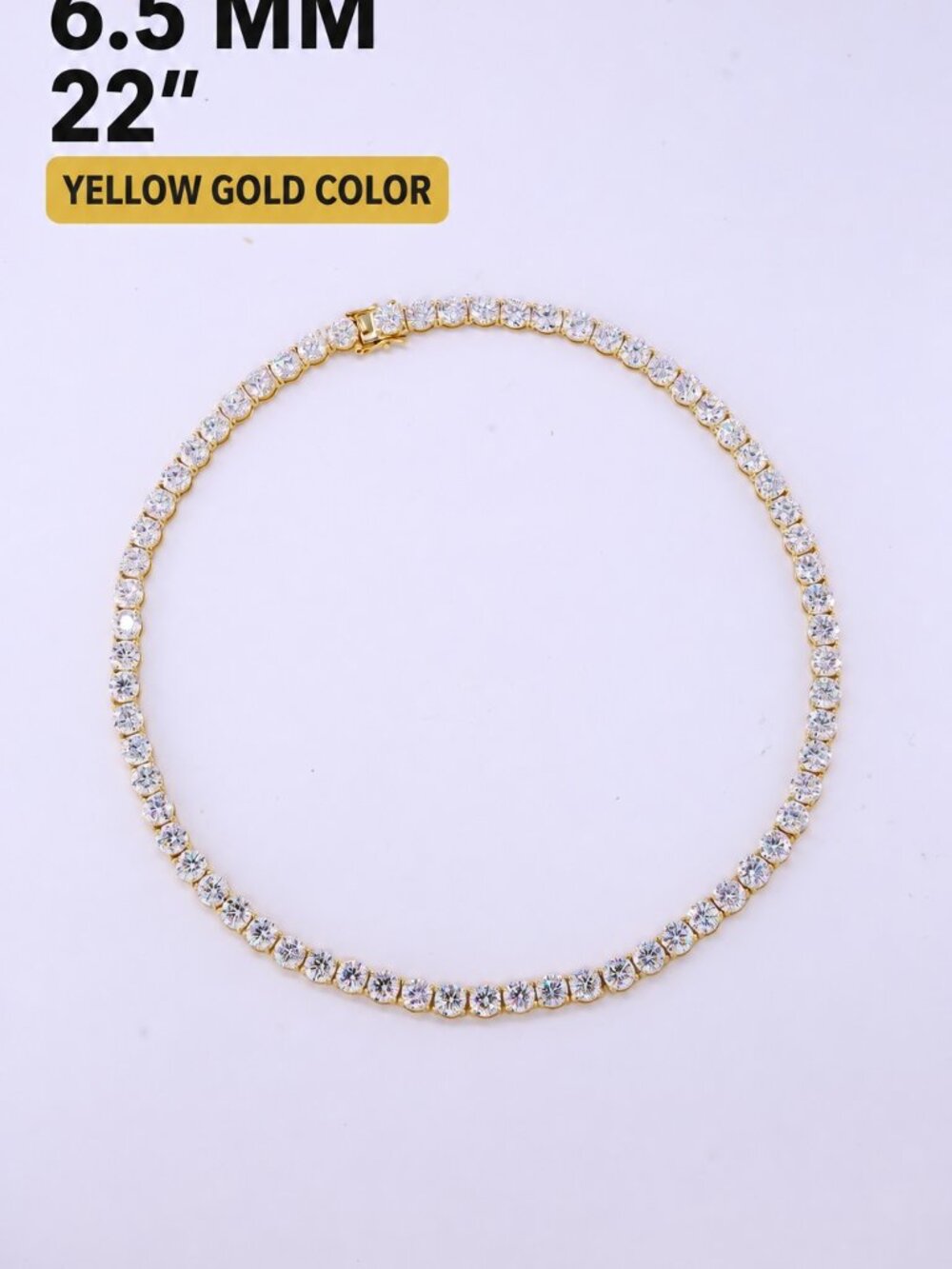 LEKANI 6.5mm Moissanite Tennis Necklace S925 Gold 22 in